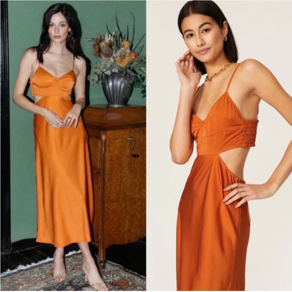 A.L.C. Blakely Cutout Midi Dress in Rust Orange Size 0
